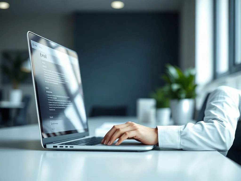 Mężczyzna przy biurku z laptopem zastanawia się nad wysłaną wiadomością e-mail w programie Outlook.
