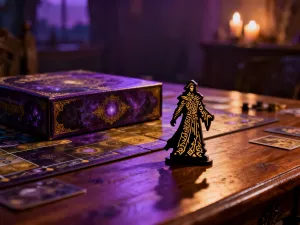 Mroczny ołtarz z runami i magicznymi przedmiotami w klimacie dark fantasy, nawiązujący do świata Diablo 2.