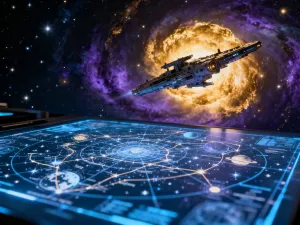 Żółty hełm astronauty i plastikowy blaster na drewnianym stole, nawiązujące do klimatu gier z serii Lego Star Wars.